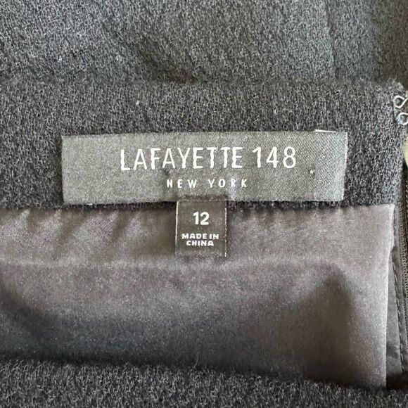 LAFAYETTE 148 Cyra Lace Panel Square-neck Dress in Black Size 12 - Picture 4 of 6